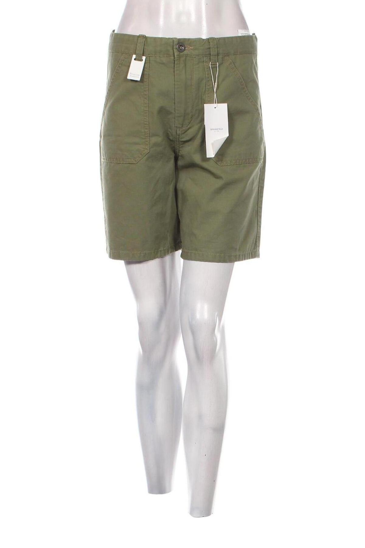 Дамски къс панталон Springfield, Размер S, Цвят Зелен, Цена 17,36 лв.