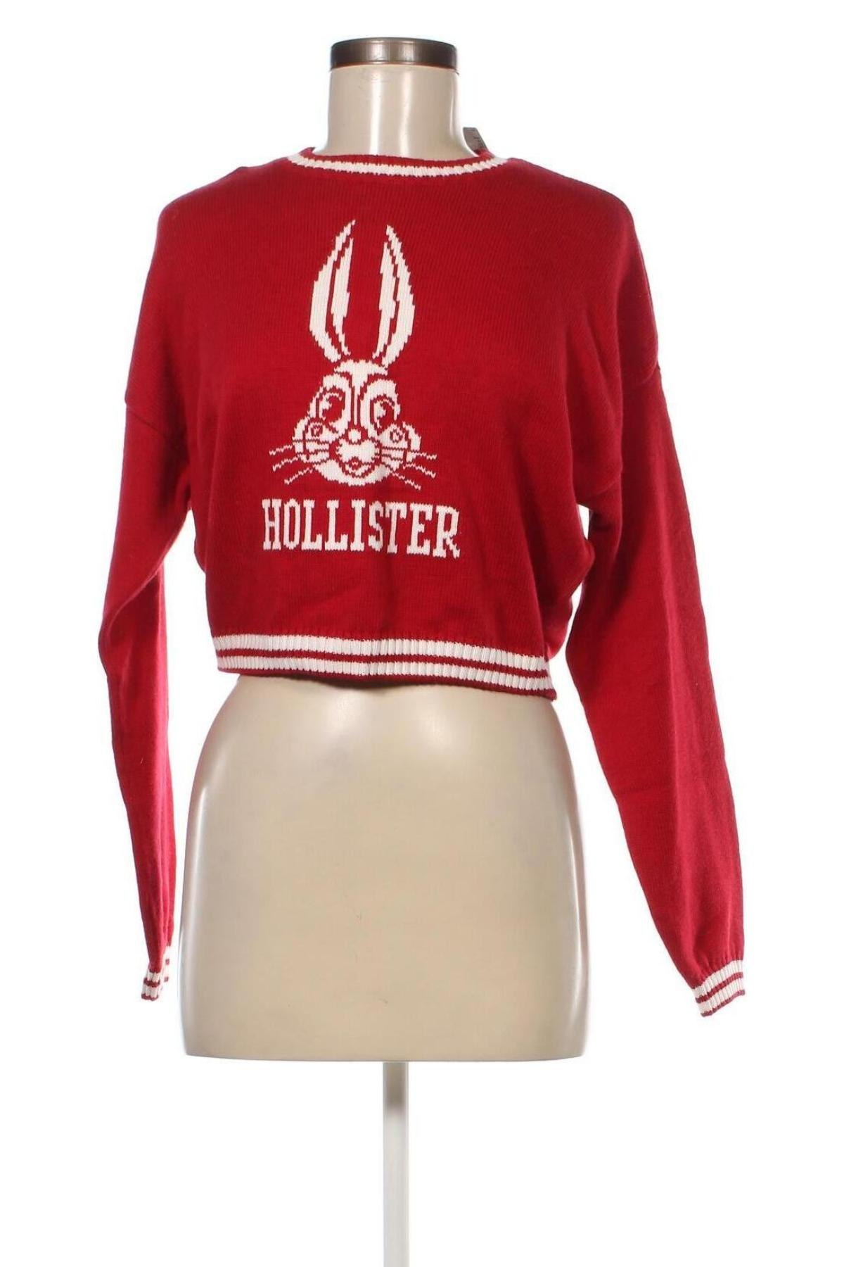 Дамски пуловер Hollister, Размер S, Цвят Червен, Цена 37,20 лв.