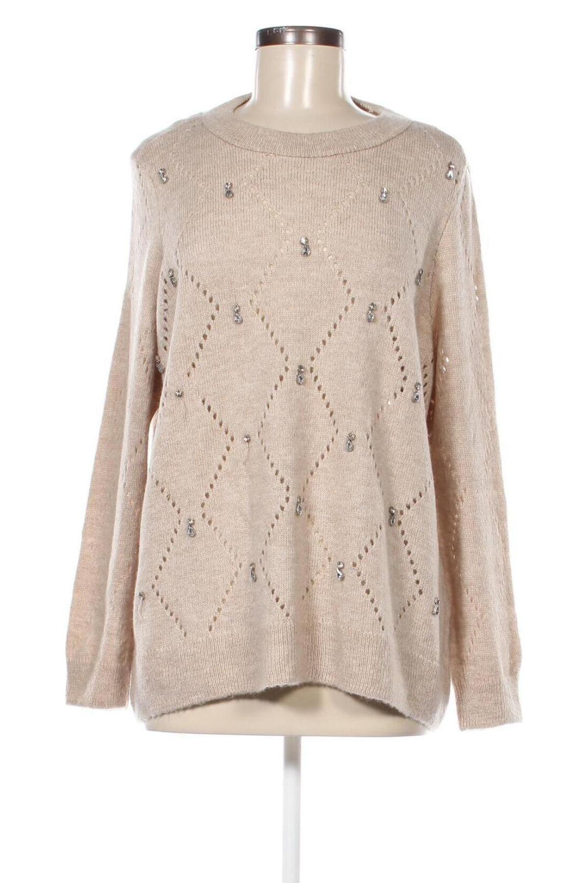 Γυναικείο πουλόβερ ONLY Carmakoma, Μέγεθος XXL, Χρώμα  Μπέζ, Τιμή 15,34 €