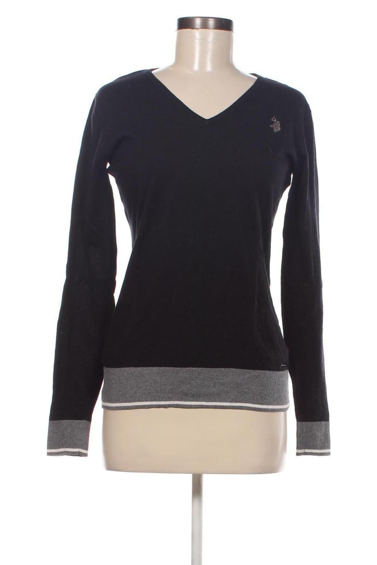 Дамски пуловер U.S. Polo Assn., Размер M, Цвят Черен, Цена 31,00 лв.