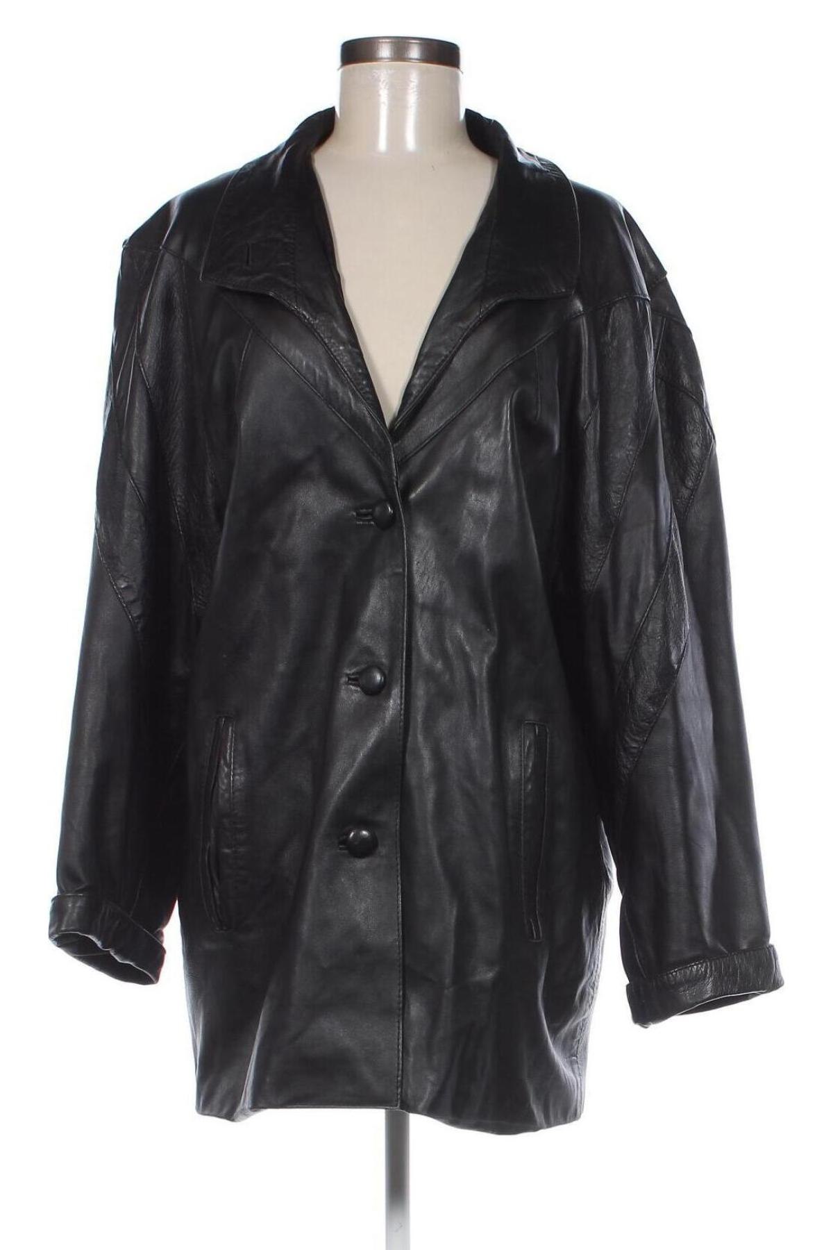 Дамско кожено яке, Размер XL, Цвят Черен, Цена 53,50 лв.