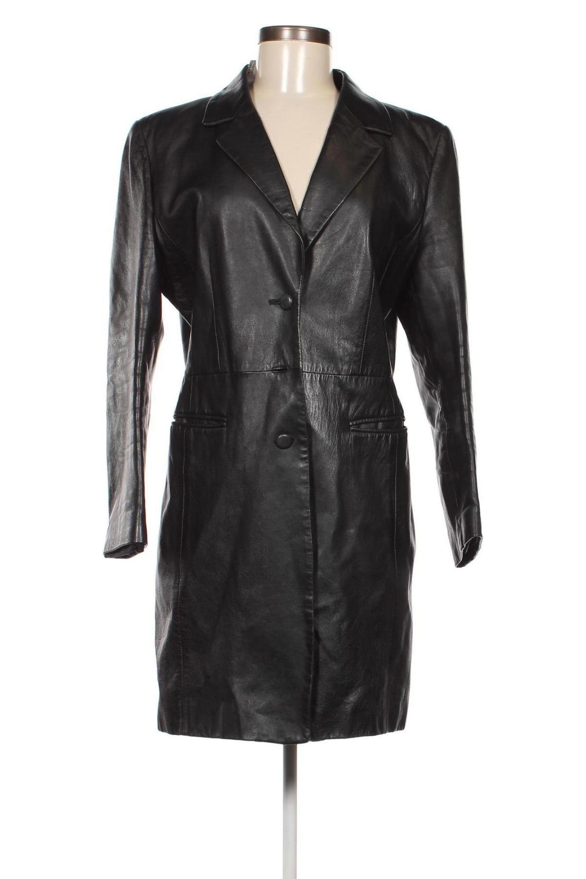 Дамско кожено яке, Размер L, Цвят Черен, Цена 45,06 лв.
