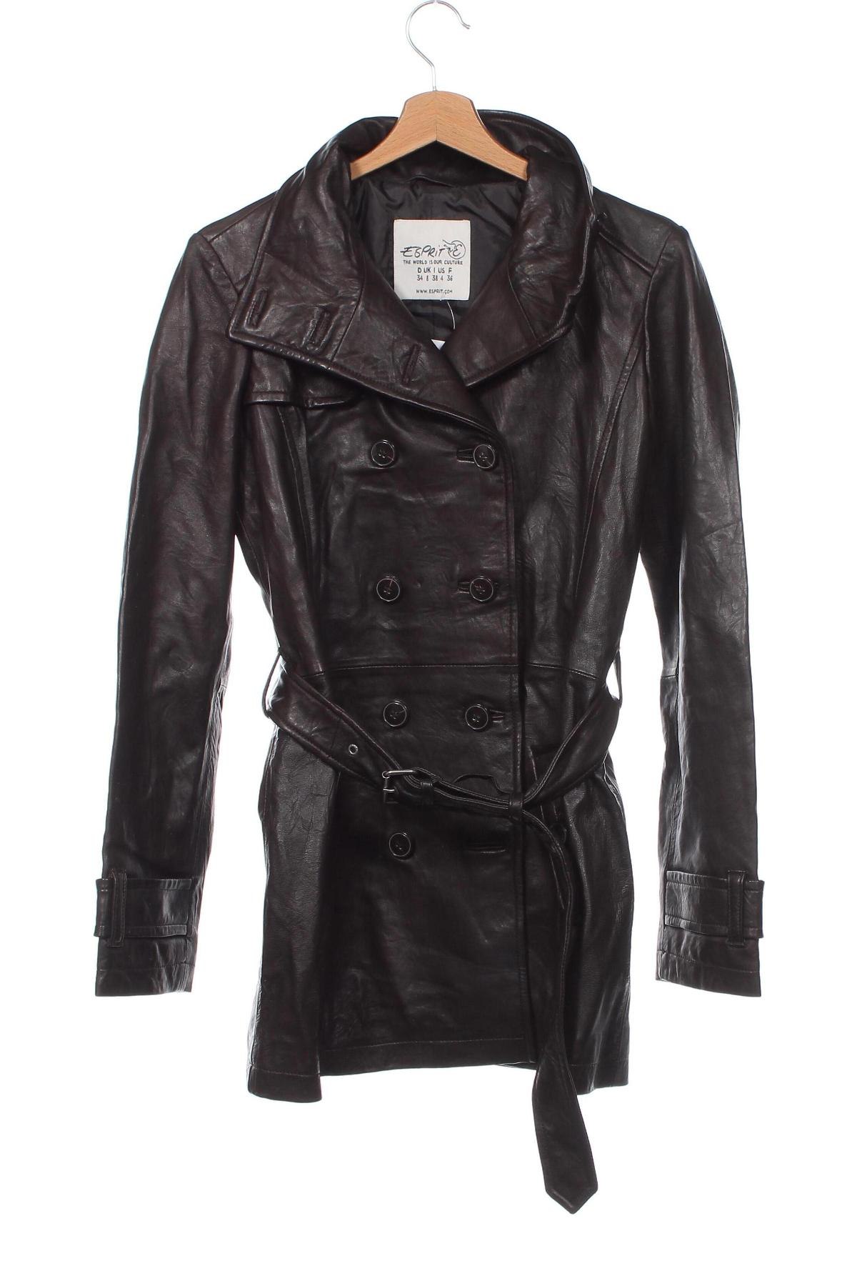 Γυναικείο δερμάτινο μπουφάν Esprit, Μέγεθος XS, Χρώμα Μαύρο, Τιμή 56,94 €