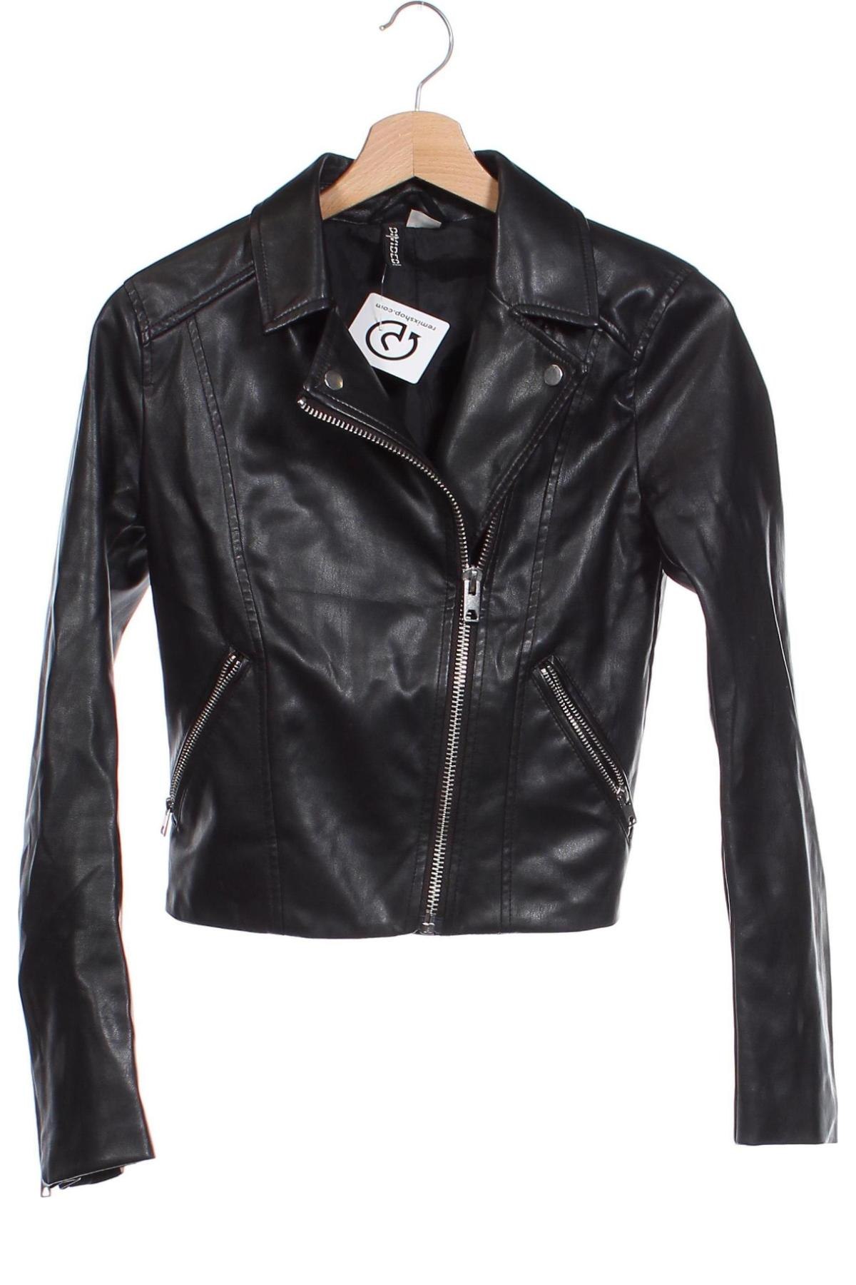 Γυναικείο δερμάτινο μπουφάν H&M Divided, Μέγεθος XXS, Χρώμα Μαύρο, Τιμή 30,31 €