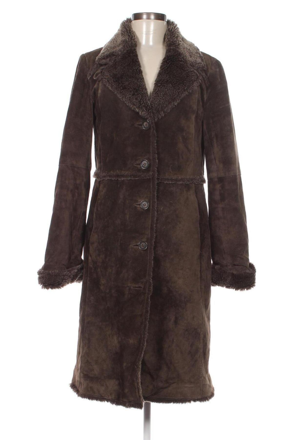 Дамско кожено яке H&M L.O.G.G., Размер M, Цвят Кафяв, Цена 90,95 лв.