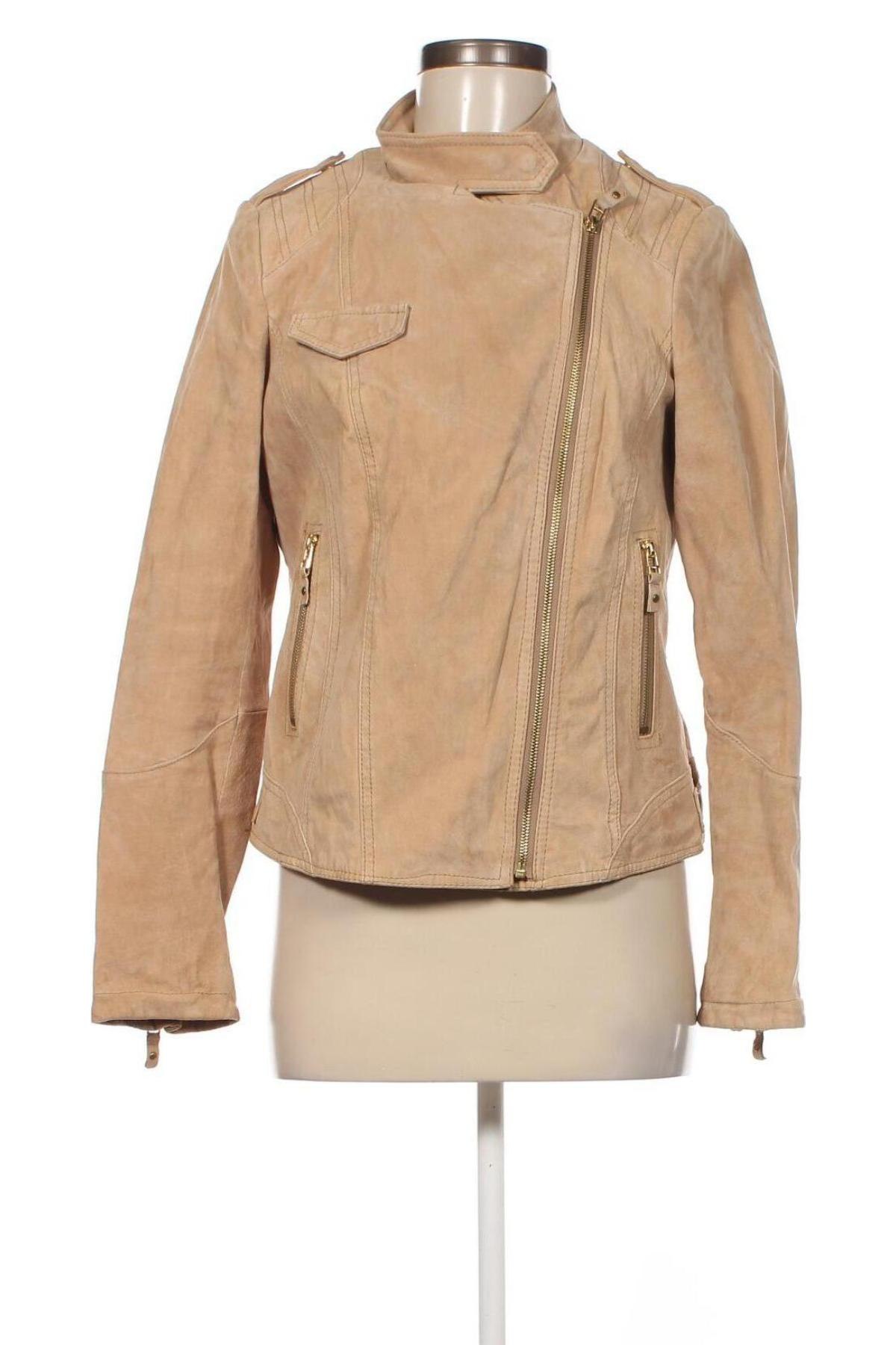 Damen Lederjacke Vintage, Größe M, Farbe Beige, Preis 37,23 €