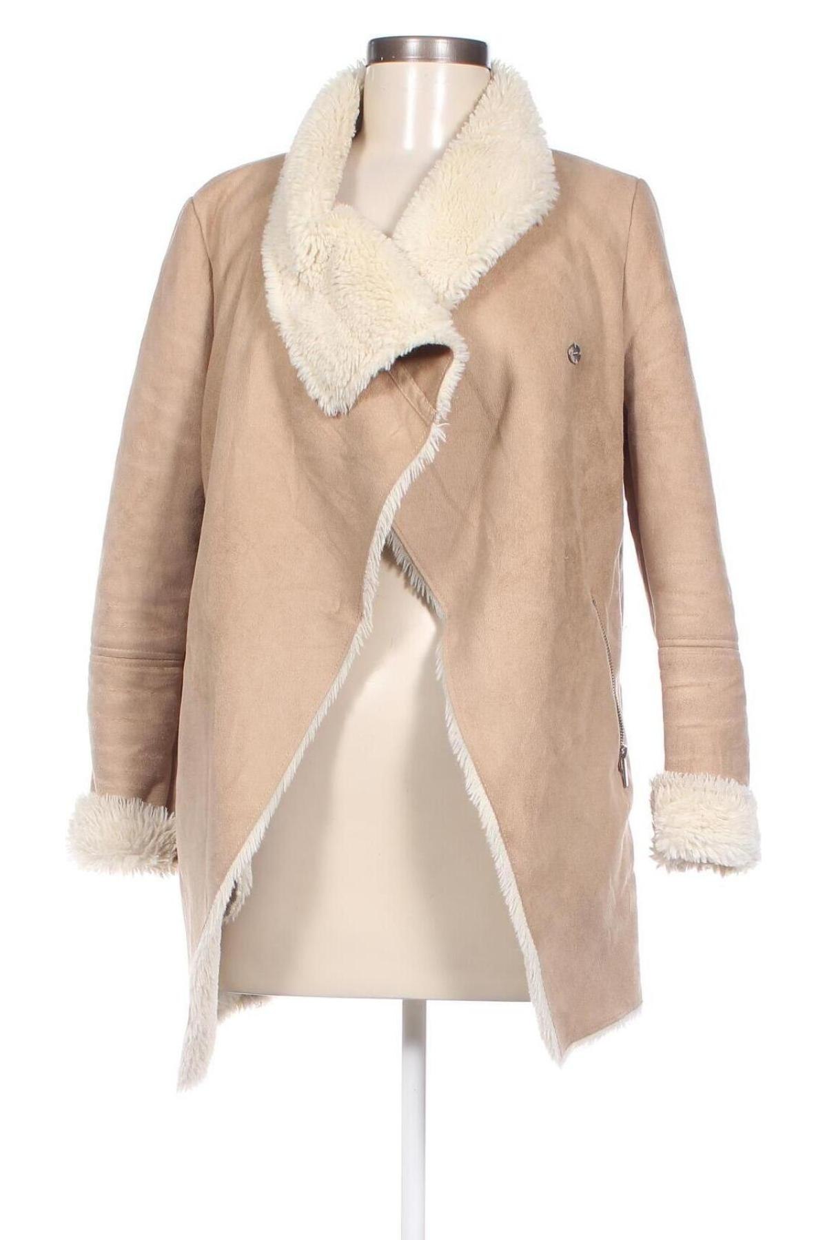 Дамско палто Bershka, Размер S, Цвят Бежов, Цена 51,36 лв.