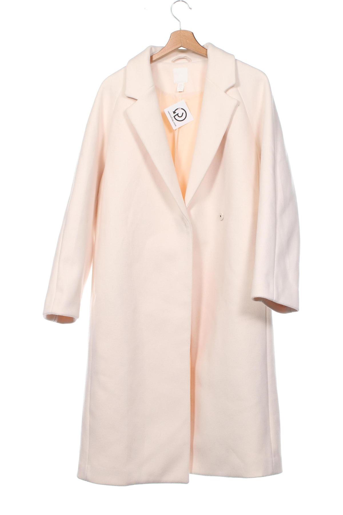 Дамско палто H&M, Размер XS, Цвят Екрю, Цена 70,63 лв.