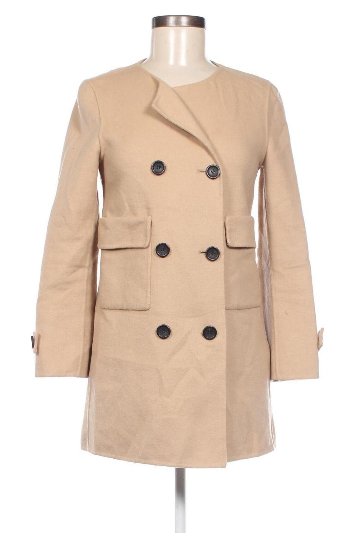 Dámský kabát  Zara, Velikost XS, Barva Béžová, Cena  444,00 Kč