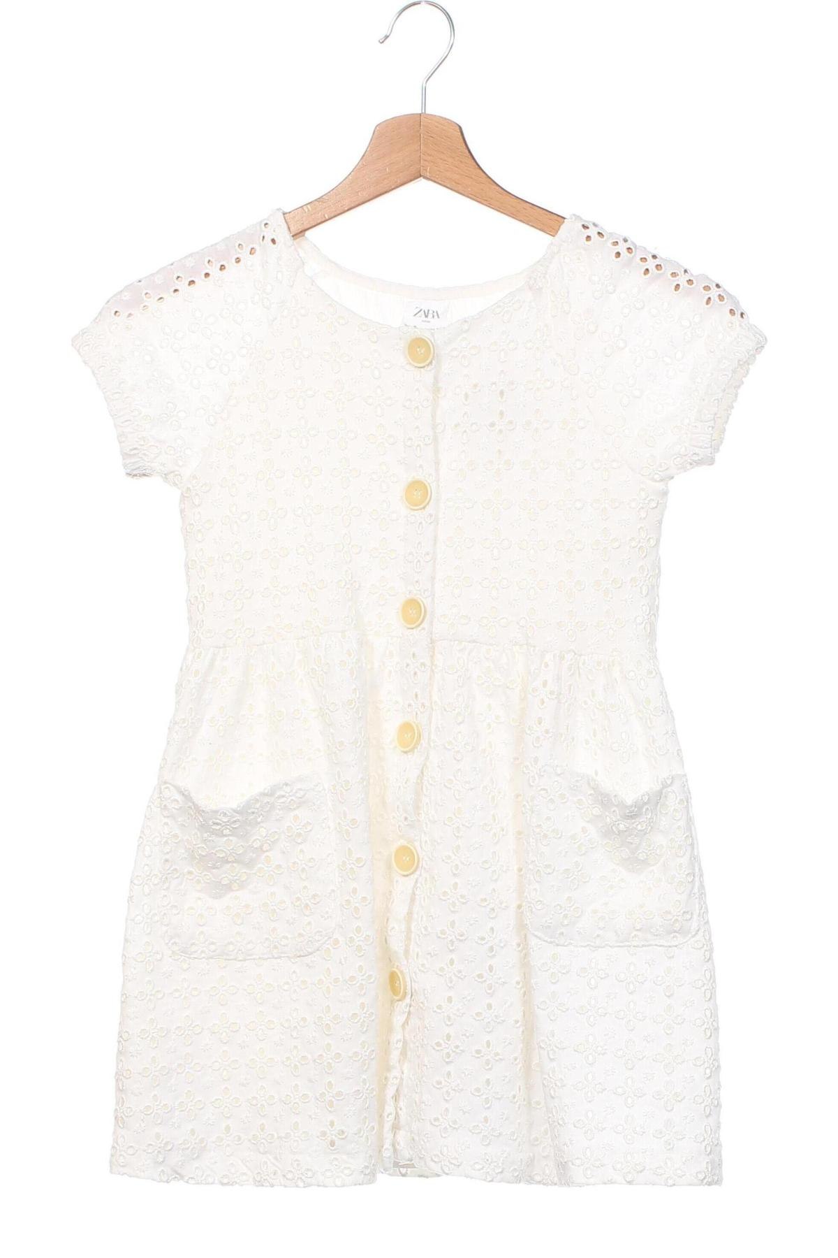 Kinderkleid Zara Kids, Größe 7-8y/ 128-134 cm, Farbe Weiß, Preis 16,44 €