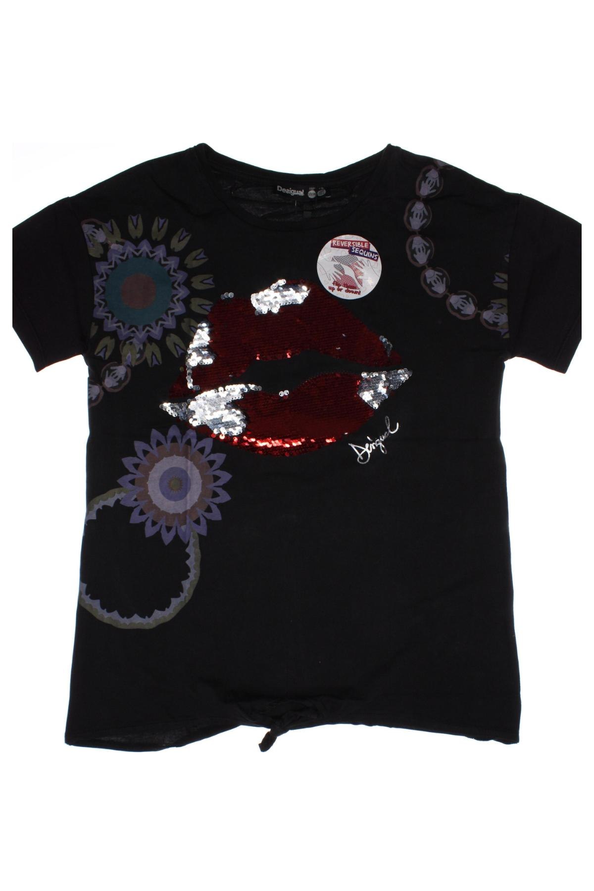 Детска тениска Desigual, Размер 13-14y/ 164-168 см, Цвят Черен, Цена 51,00 лв.
