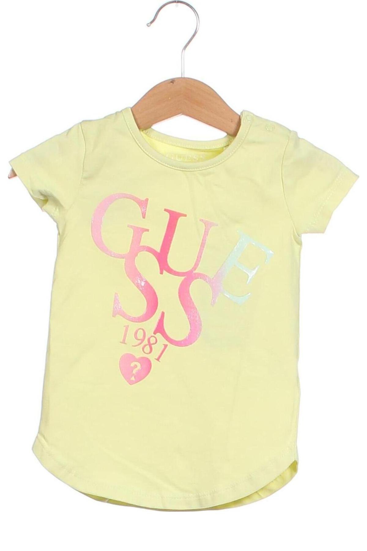 Παιδικό μπλουζάκι Guess, Μέγεθος 3-6m/ 62-68 εκ., Χρώμα Κίτρινο, Τιμή 23,71 €