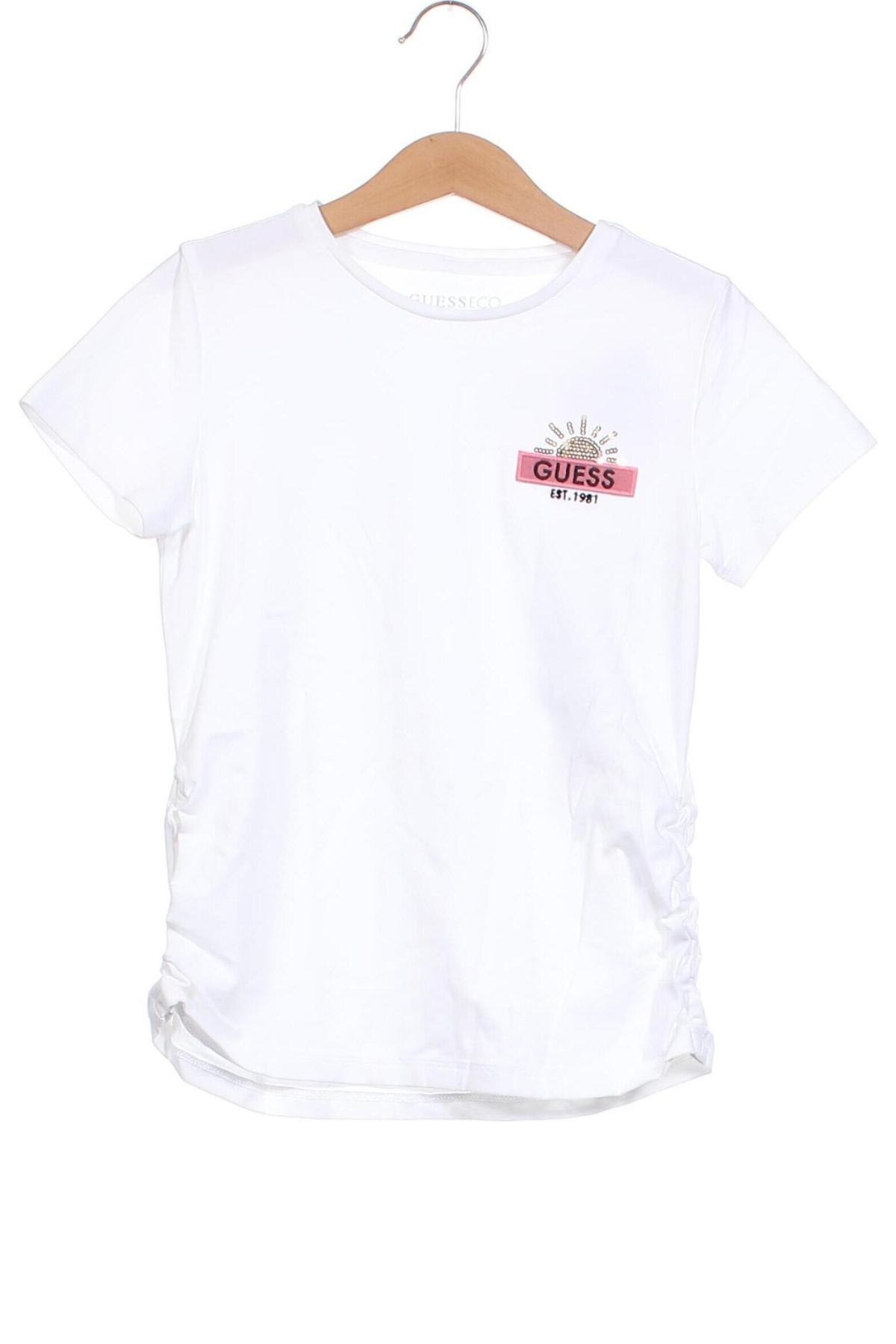 Dziecięcy T-shirt Guess, Rozmiar 7-8y/ 128-134 cm, Kolor Biały, Cena 122,61 zł