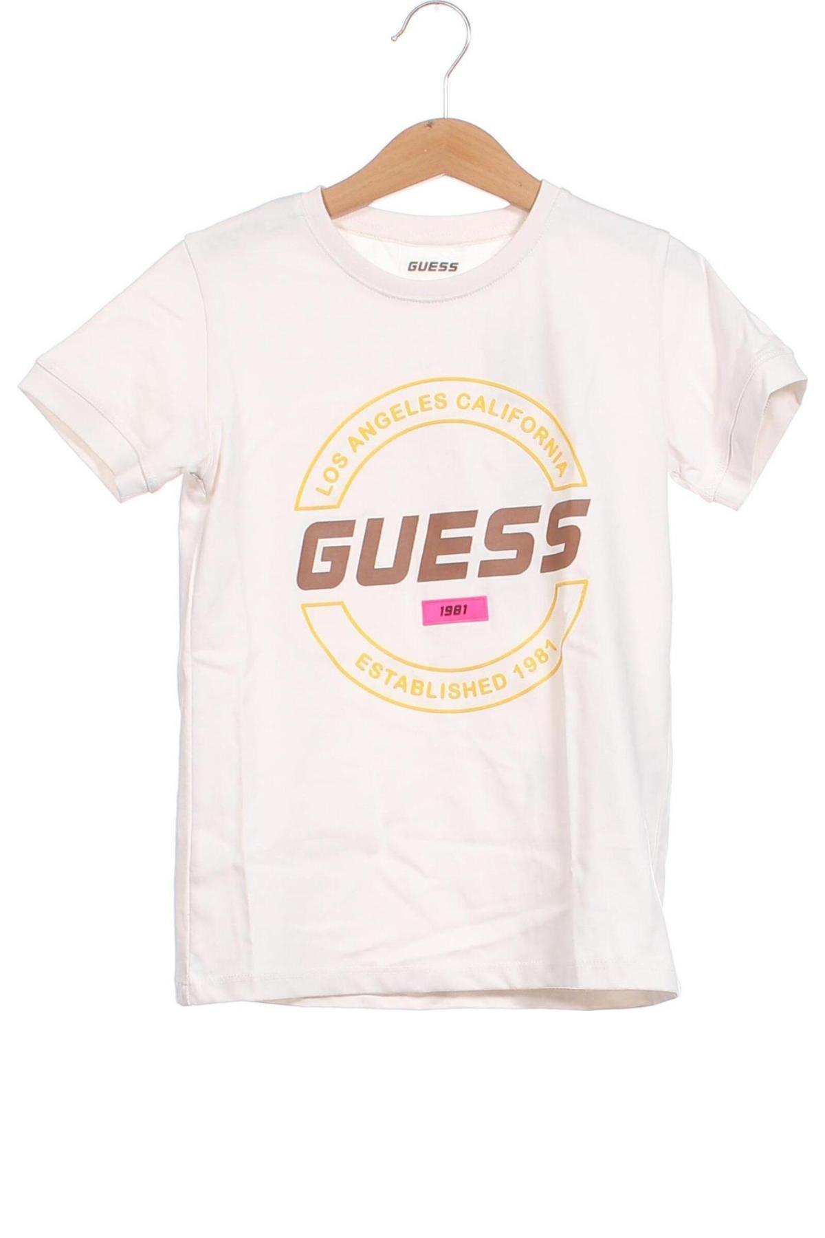 Dziecięcy T-shirt Guess, Rozmiar 7-8y/ 128-134 cm, Kolor ecru, Cena 122,61 zł