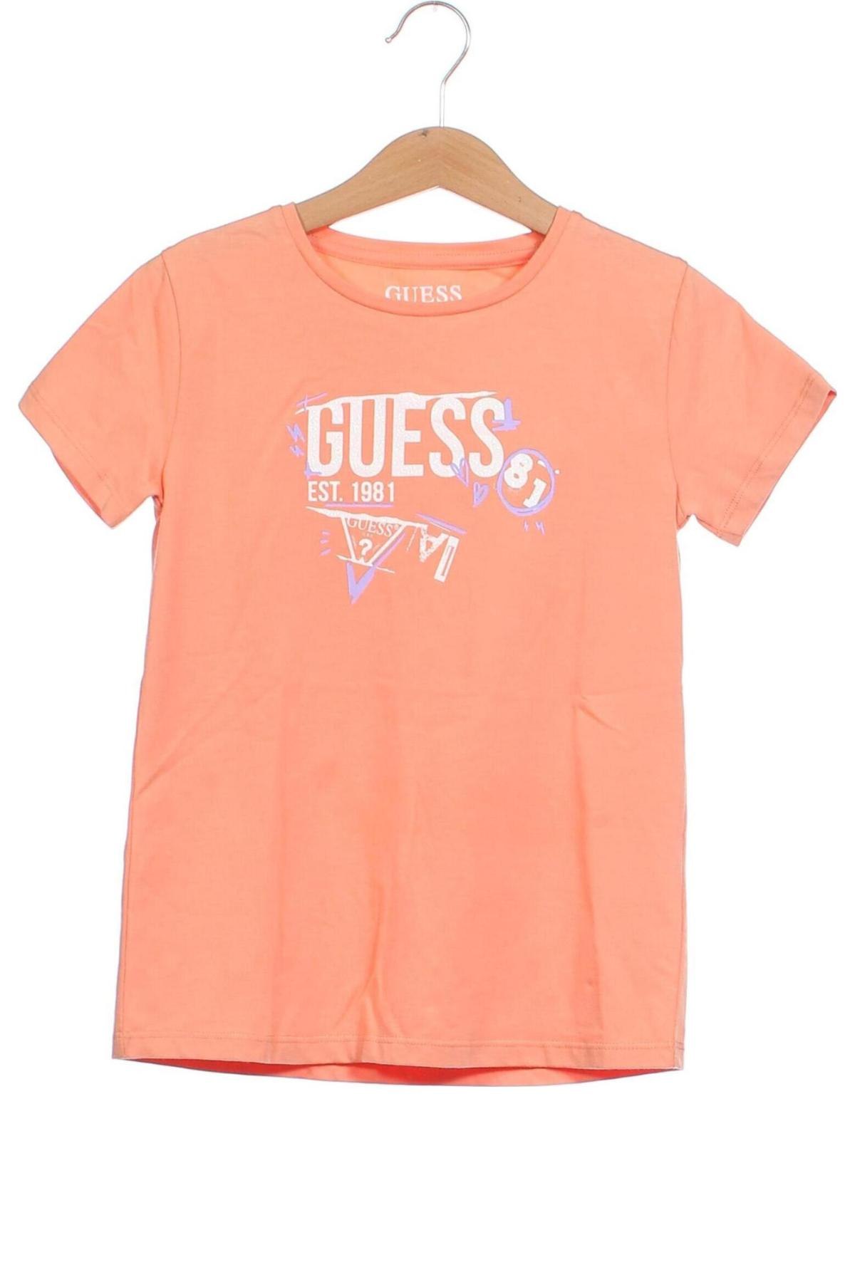 Dziecięcy T-shirt Guess, Rozmiar 7-8y/ 128-134 cm, Kolor Pomarańczowy, Cena 122,61 zł