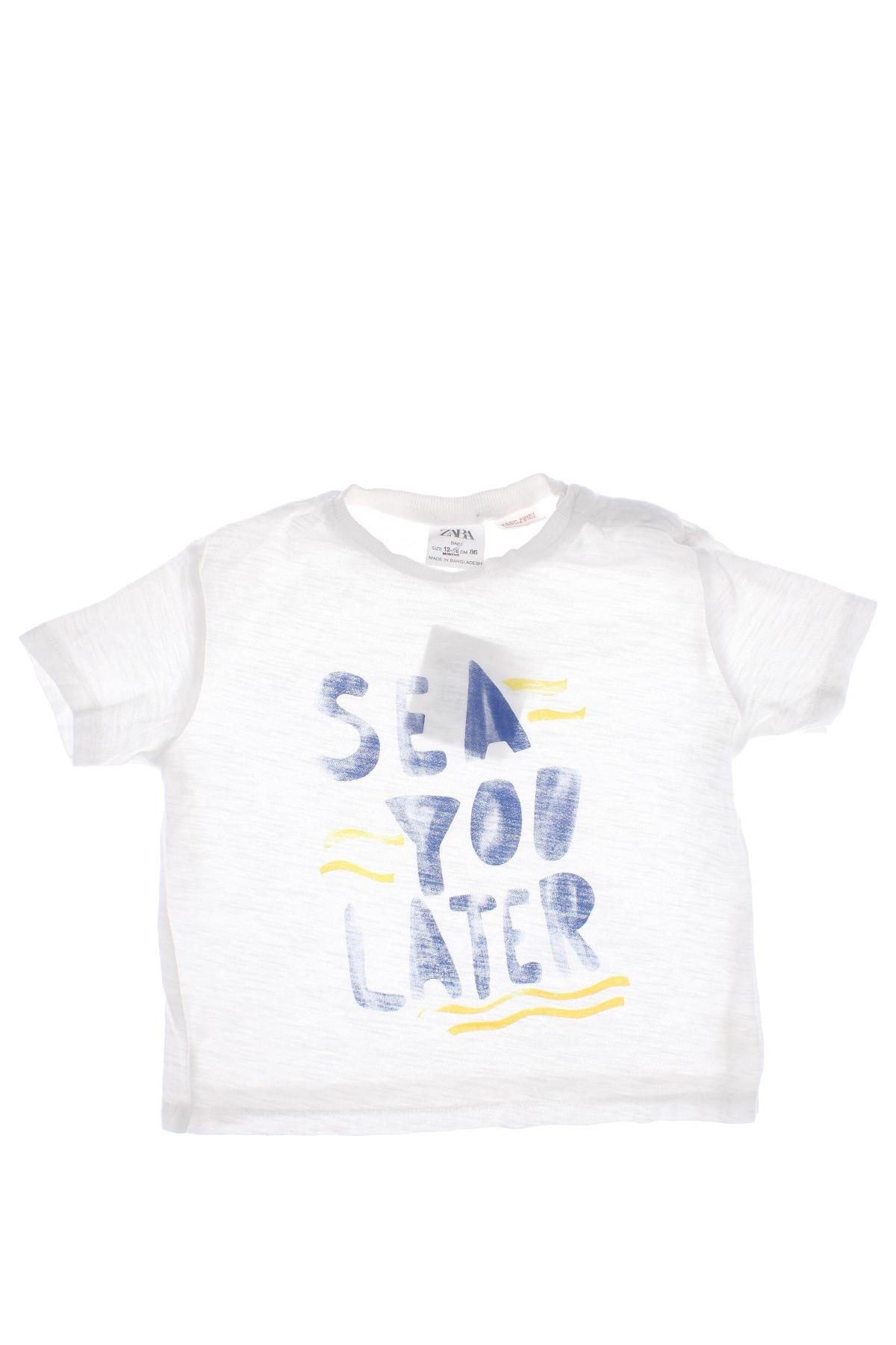 Kinder T-Shirt Zara, Größe 12-18m/ 80-86 cm, Farbe Weiß, Preis 6,02 €