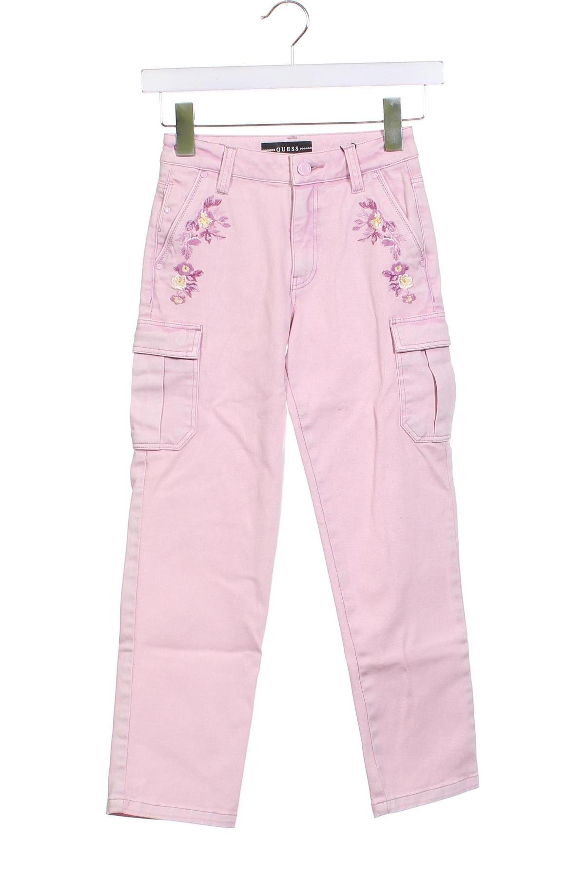 Dziecięce jeansy Guess, Rozmiar 7-8y/ 128-134 cm, Kolor Różowy, Cena 158,33 zł