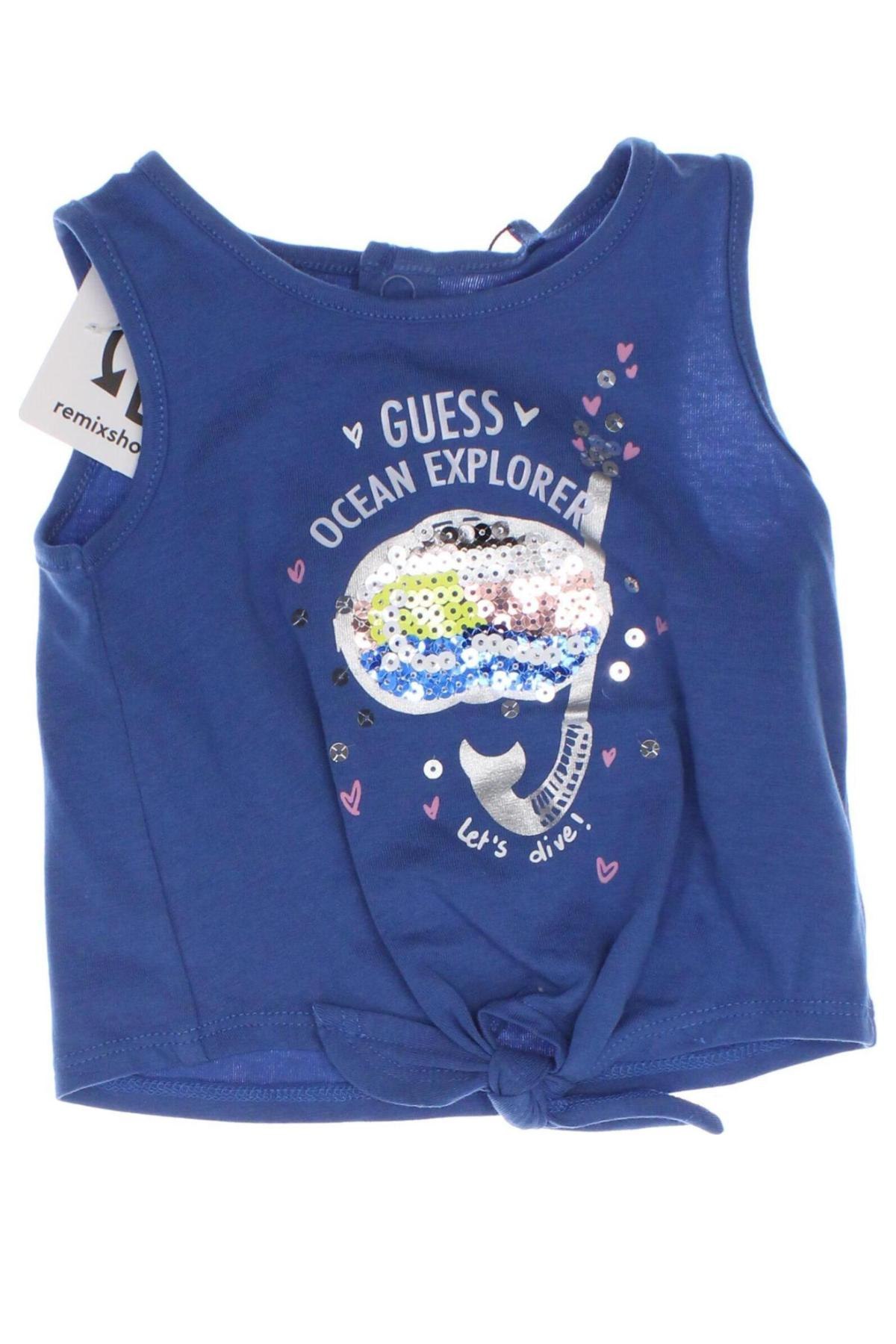 Μπλουζάκι αμάνικο παιδικό Guess, Μέγεθος 3-6m/ 62-68 εκ., Χρώμα Μπλέ, Τιμή 26,29 €