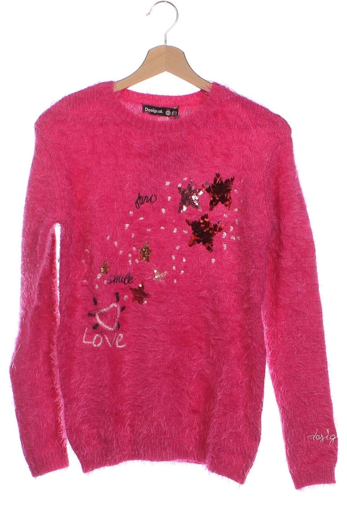 Детски пуловер Desigual, Размер 12-13y/ 158-164 см, Цвят Розов, Цена 34,00 лв.