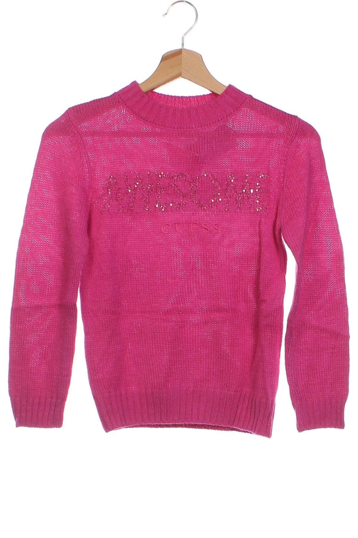 Dziecięcy sweter Guess, Rozmiar 7-8y/ 128-134 cm, Kolor Różowy, Cena 123,95 zł