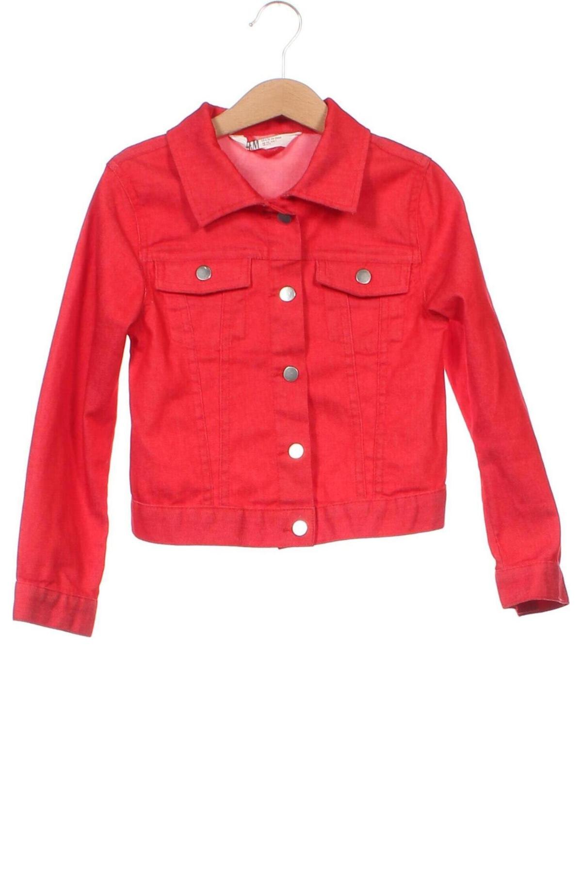 Geacă de blugi, pentru copii H&M, Mărime 6-7y/ 122-128 cm, Culoare Roșu, Preț 52,38 Lei