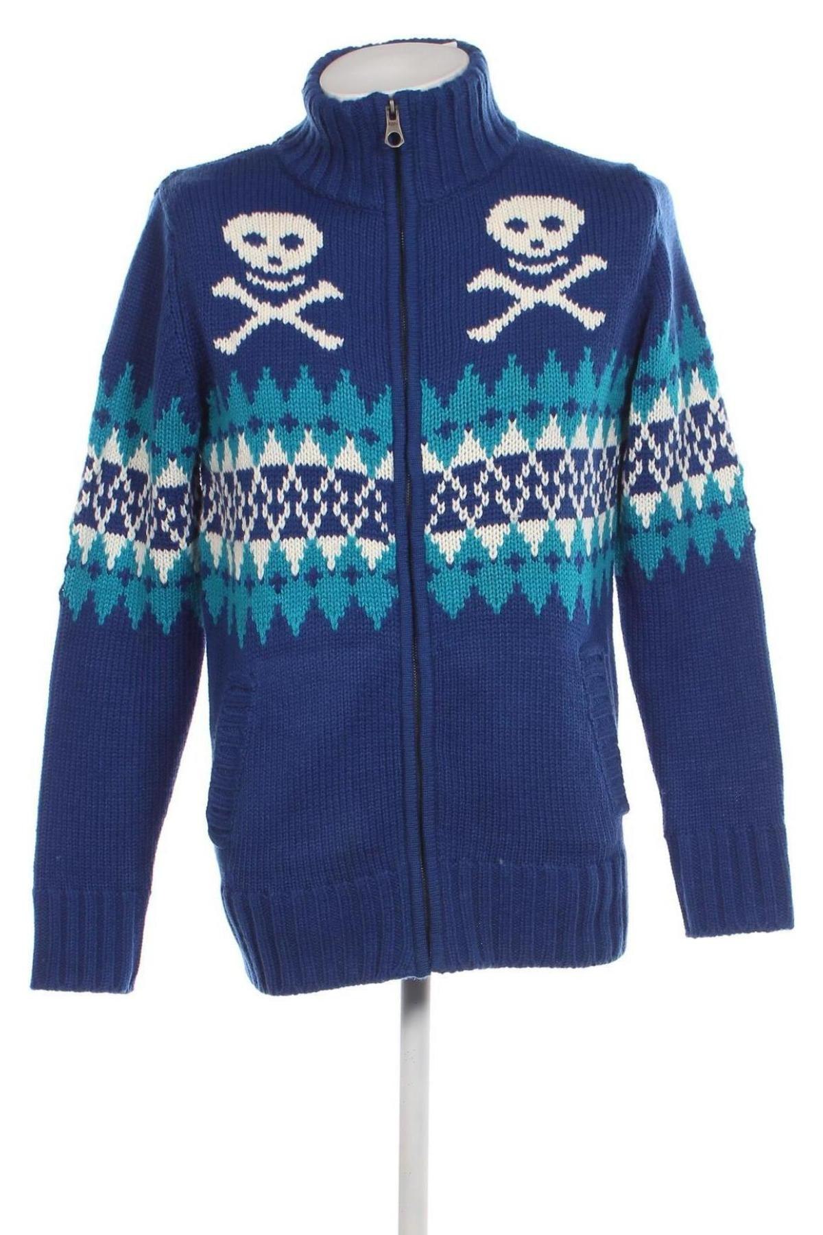 Jachetă tricotată de bărbați Fishbone, Mărime L, Culoare Albastru, Preț 31,07 Lei
