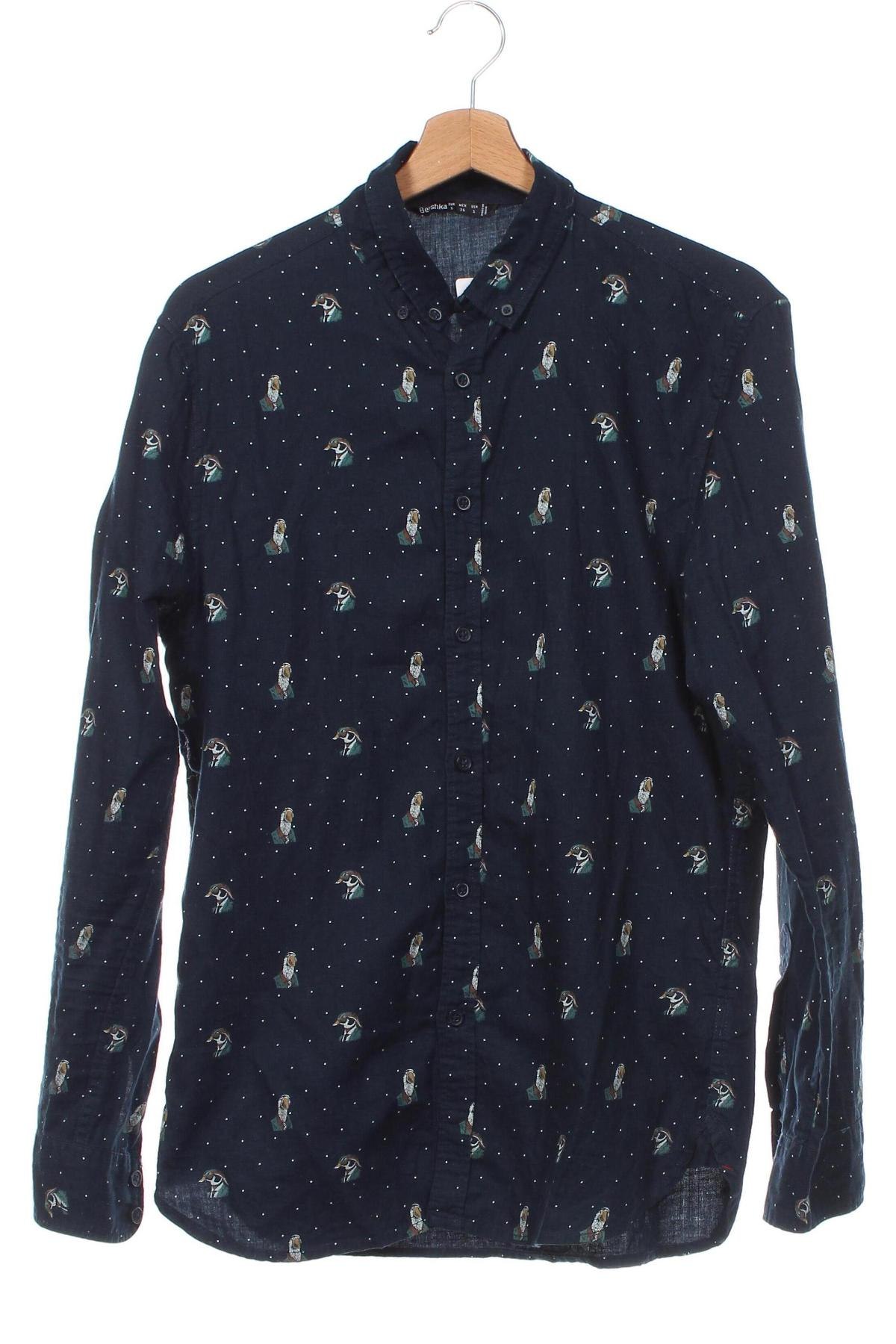 Ανδρικό πουκάμισο Bershka, Μέγεθος S, Χρώμα Μπλέ, Τιμή 8,05 €