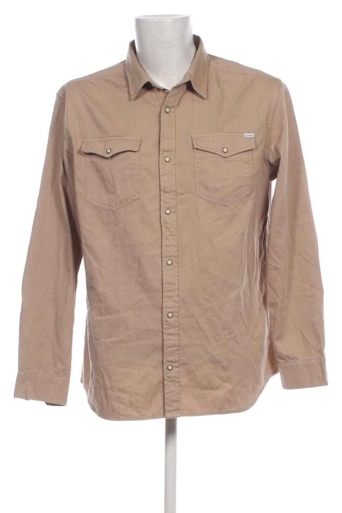 Herrenhemd Jack & Jones, Größe XXL, Farbe Beige, Preis € 25,80