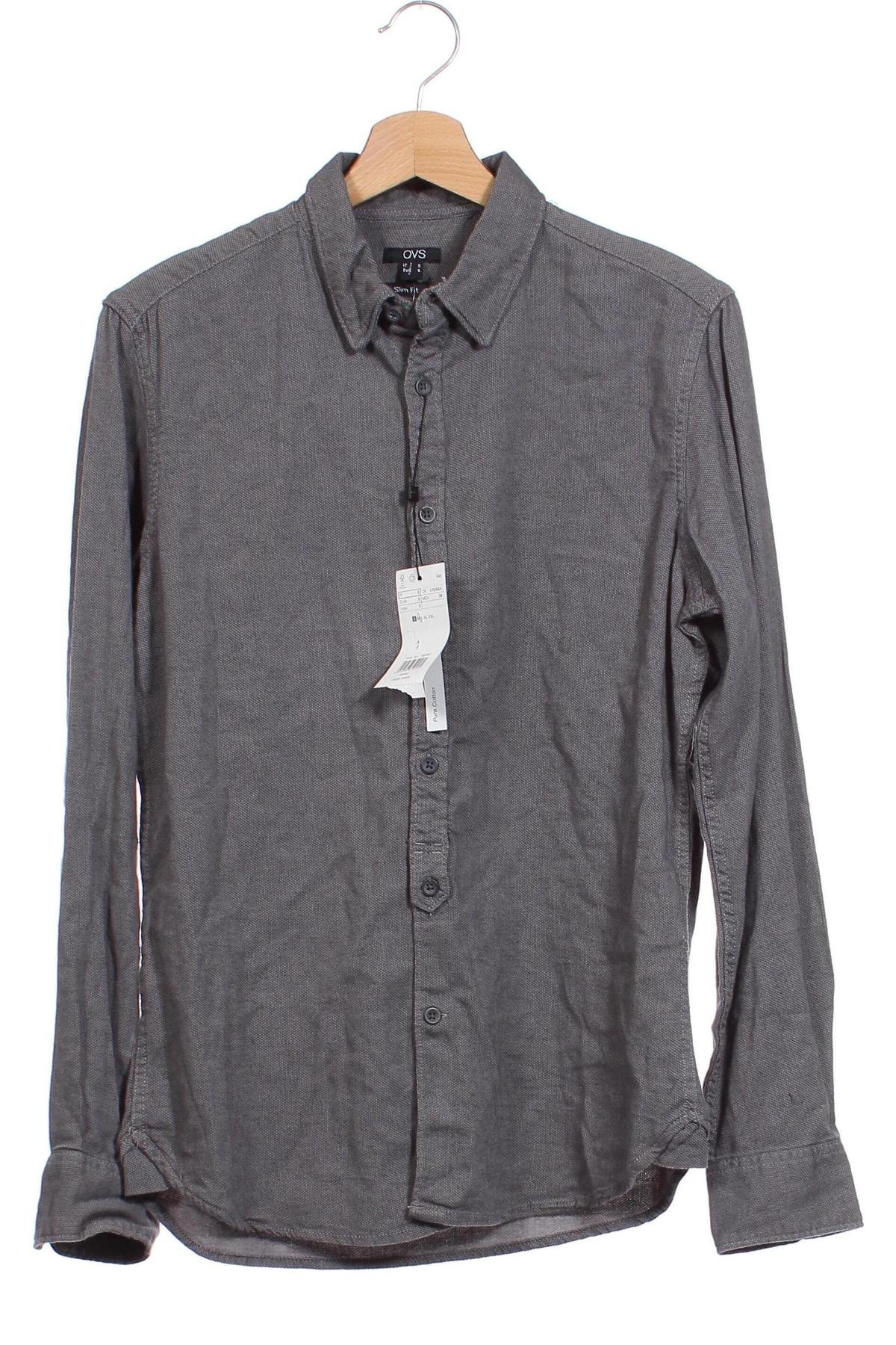 Herrenhemd Oviesse, Größe S, Farbe Grau, Preis € 4,74