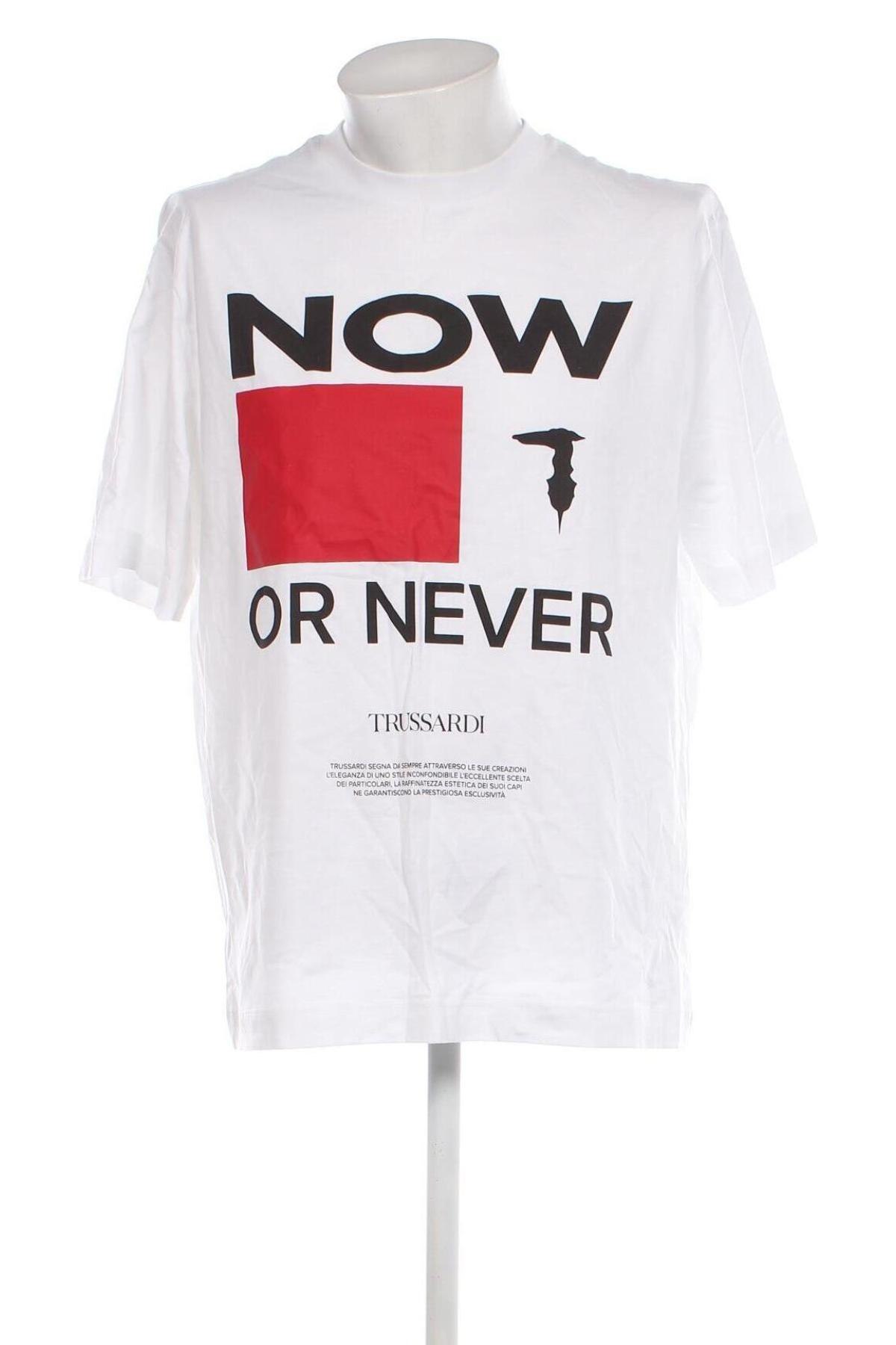 Herren T-Shirt Trussardi, Größe M, Farbe Weiß, Preis € 17,44