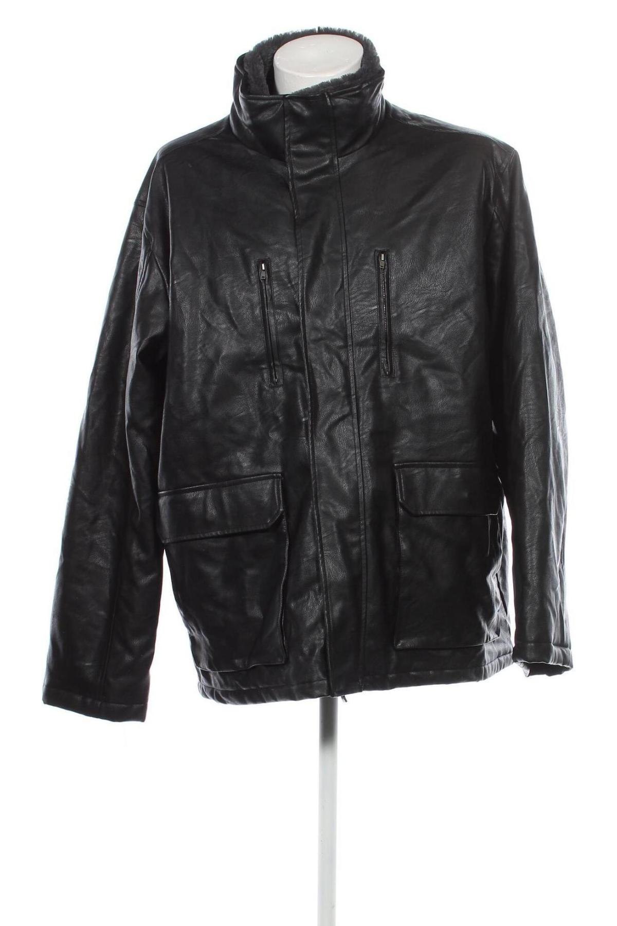 Ανδρικό δερμάτινο μπουφάν Bpc Bonprix Collection, Μέγεθος XXL, Χρώμα Μαύρο, Τιμή 25,76 €
