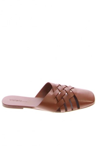 Чехли Violeta by Mango, Размер 41, Цвят Кафяв, Цена 34,00 лв.