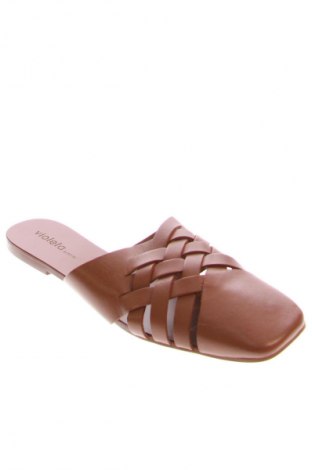 Чехли Violeta by Mango, Размер 41, Цвят Кафяв, Цена 34,00 лв.