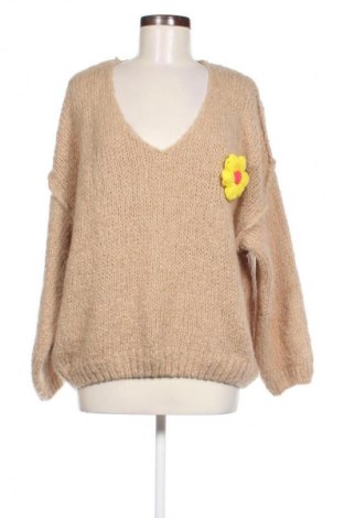 Damski sweter Made In Italy, Rozmiar L, Kolor Beżowy, Cena 68,99 zł