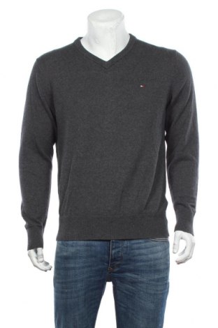 Мъжки пуловер Tommy Hilfiger, Размер L, Цвят Сив, 92% памук, 8% кашмир, Цена 164,25 лв.