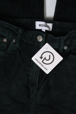 Pantaloni de velvet de femei Weekday, Mărime XS, Culoare Verde, Preț 25,00 Lei