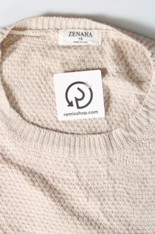 Дамски пуловер Zenana, Размер 3XL, Цвят Екрю, Цена 21,75 лв.