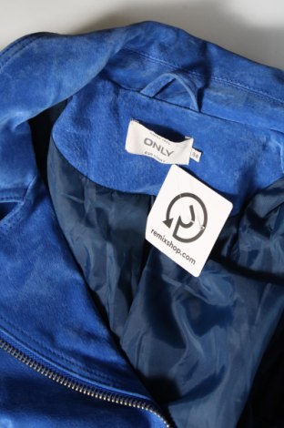 Γυναικείο δερμάτινο μπουφάν ONLY, Μέγεθος M, Χρώμα Μπλέ, Τιμή 55,05 €