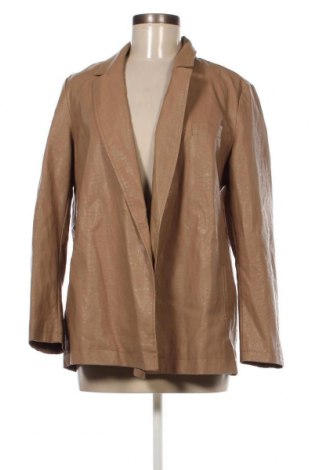 Дамско кожено яке Zara, Размер M, Цвят Бежов, Цена 23,40 лв.