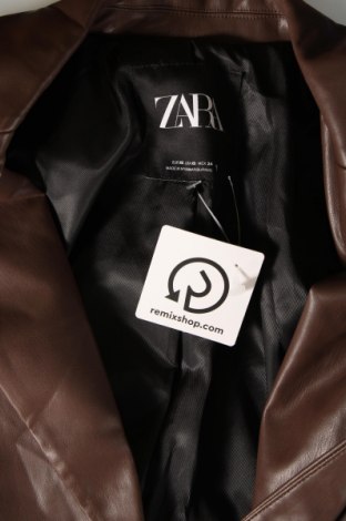 Γυναικείο δερμάτινο μπουφάν Zara, Μέγεθος XS, Χρώμα Καφέ, Τιμή 20,29 €