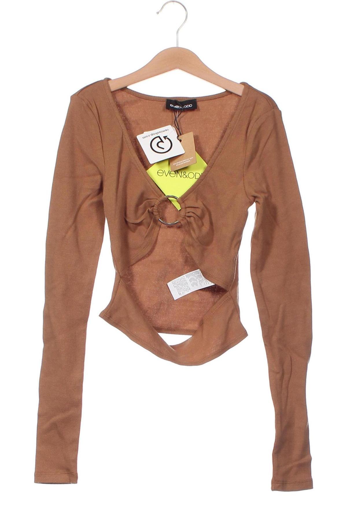 Γυναικεία μπλούζα Even&Odd, Μέγεθος XS, Χρώμα Καφέ, Τιμή 3,36 €