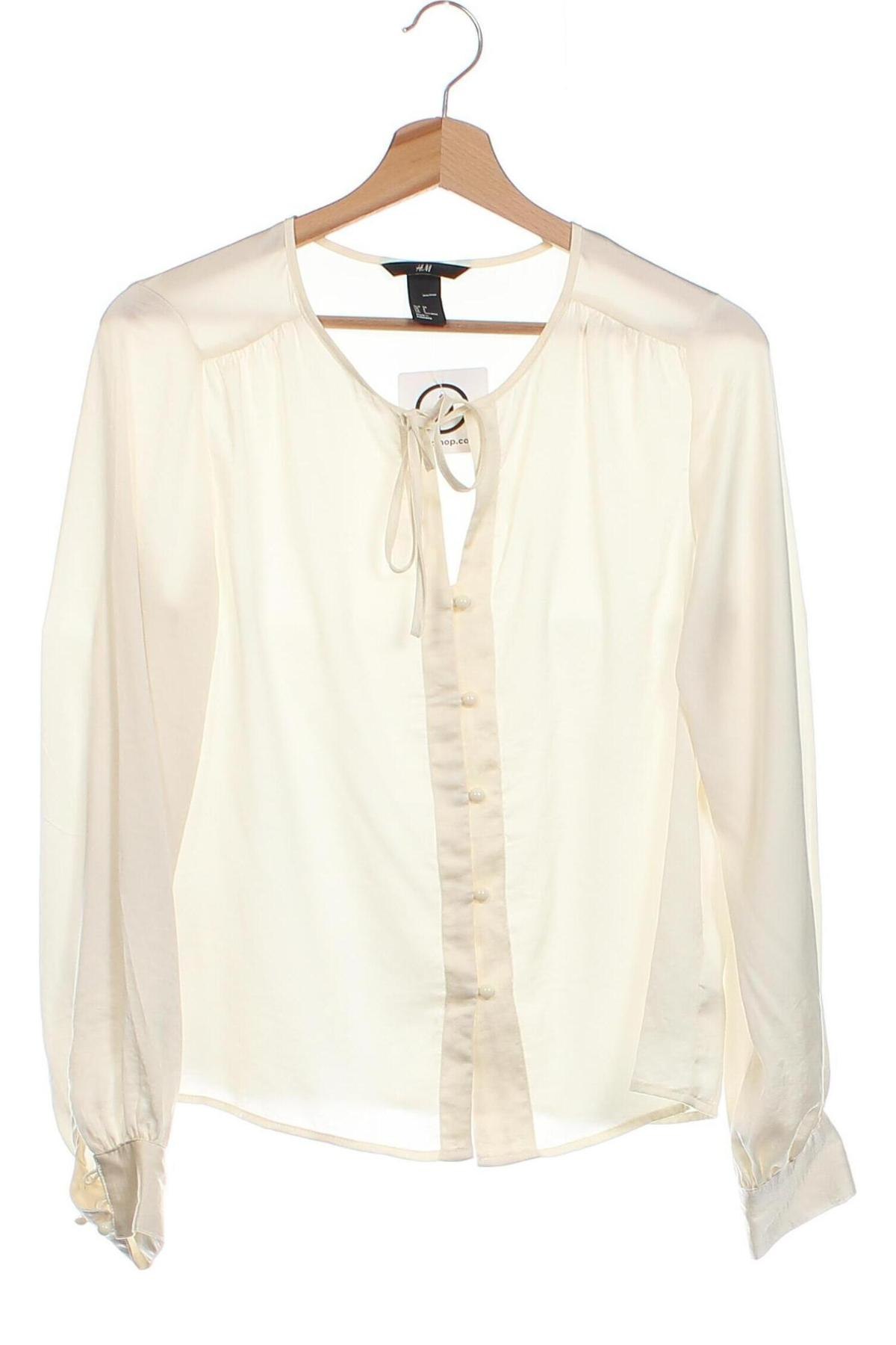 Γυναικείο πουκάμισο H&M, Μέγεθος XS, Χρώμα Εκρού, Τιμή 11,05 €