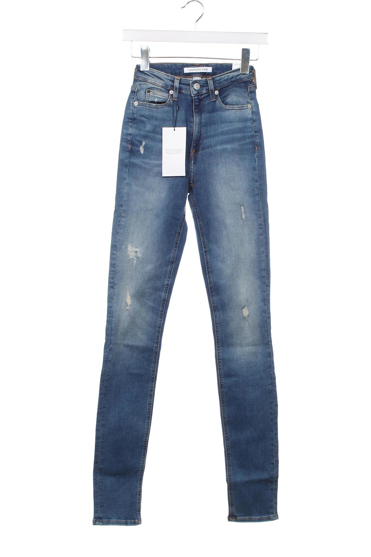 Дамски дънки Calvin Klein Jeans, Размер XXS, Цвят Син, Цена 156,00 лв.