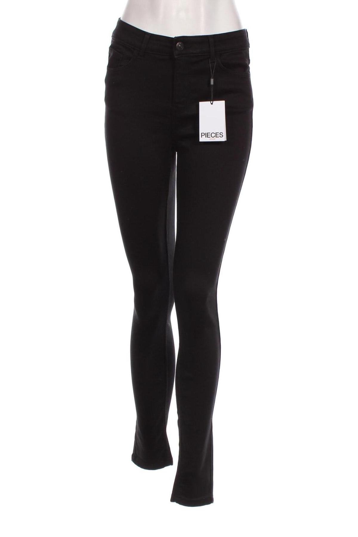 Дамски панталон Pieces, Размер M, Цвят Черен, Цена 13,64 лв.