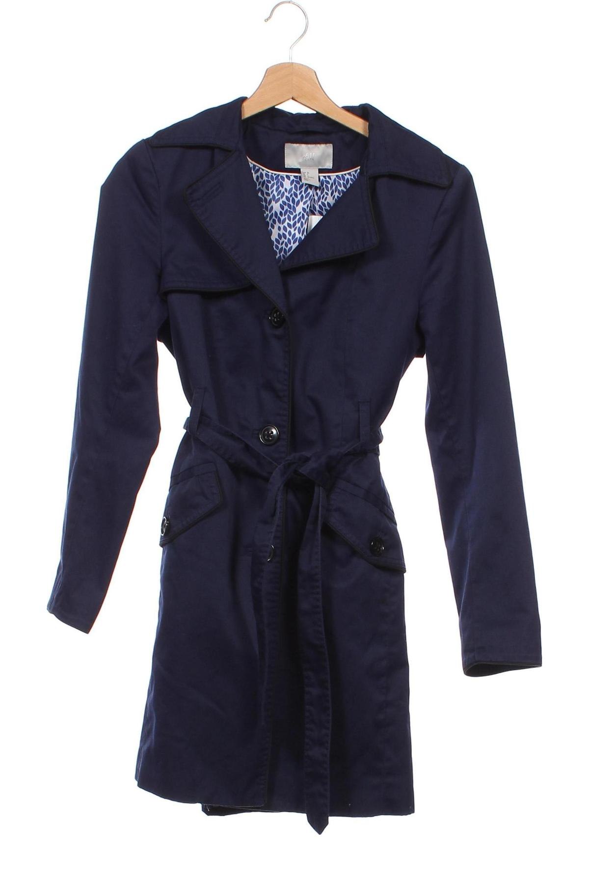 Damen Trenchcoat H&M, Größe XS, Farbe Blau, Preis 40,23 €