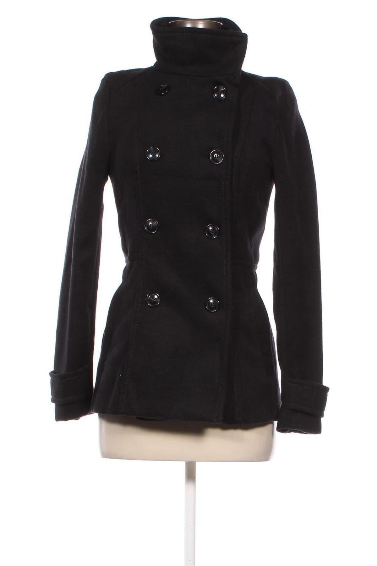 Дамско палто H&M, Размер XS, Цвят Черен, Цена 46,01 лв.