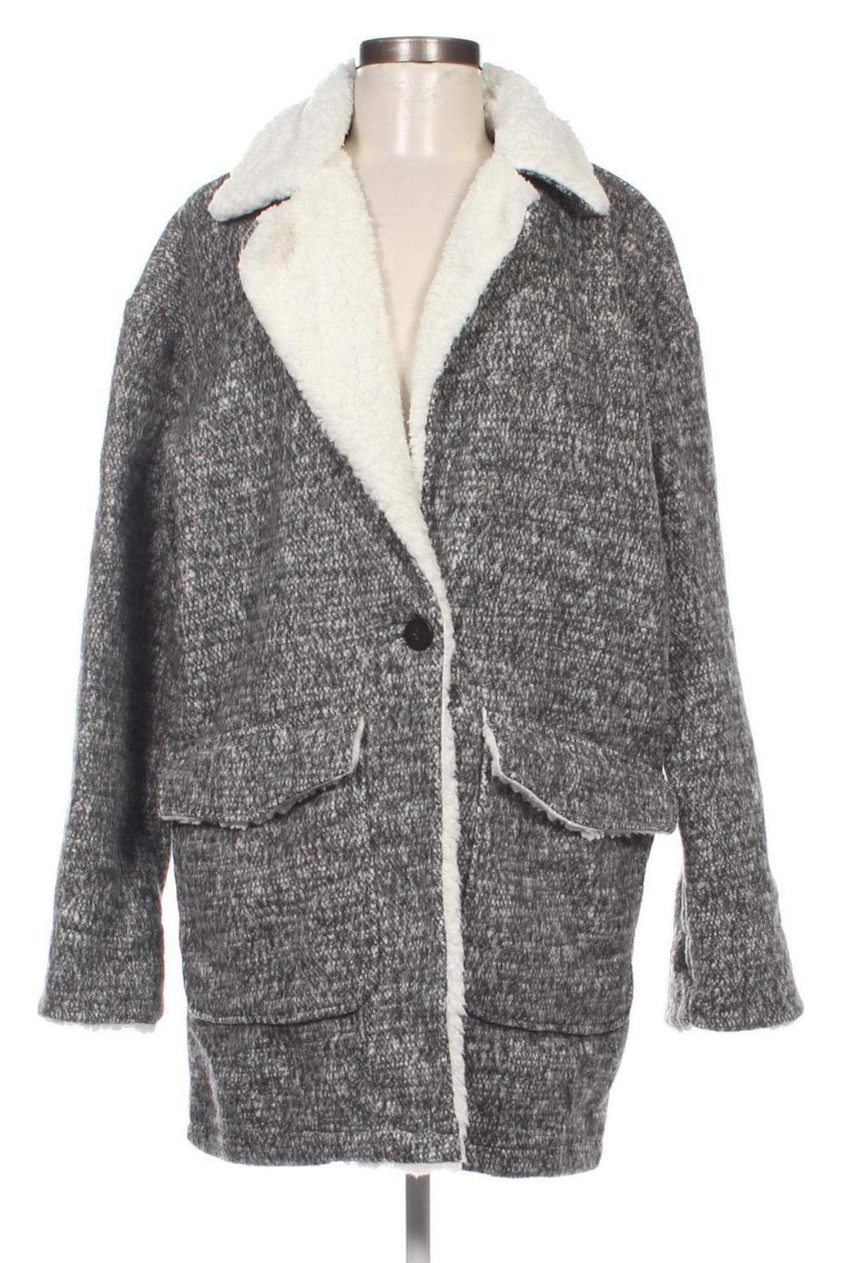 Дамско палто Pull&Bear, Размер L, Цвят Сив, Цена 56,71 лв.