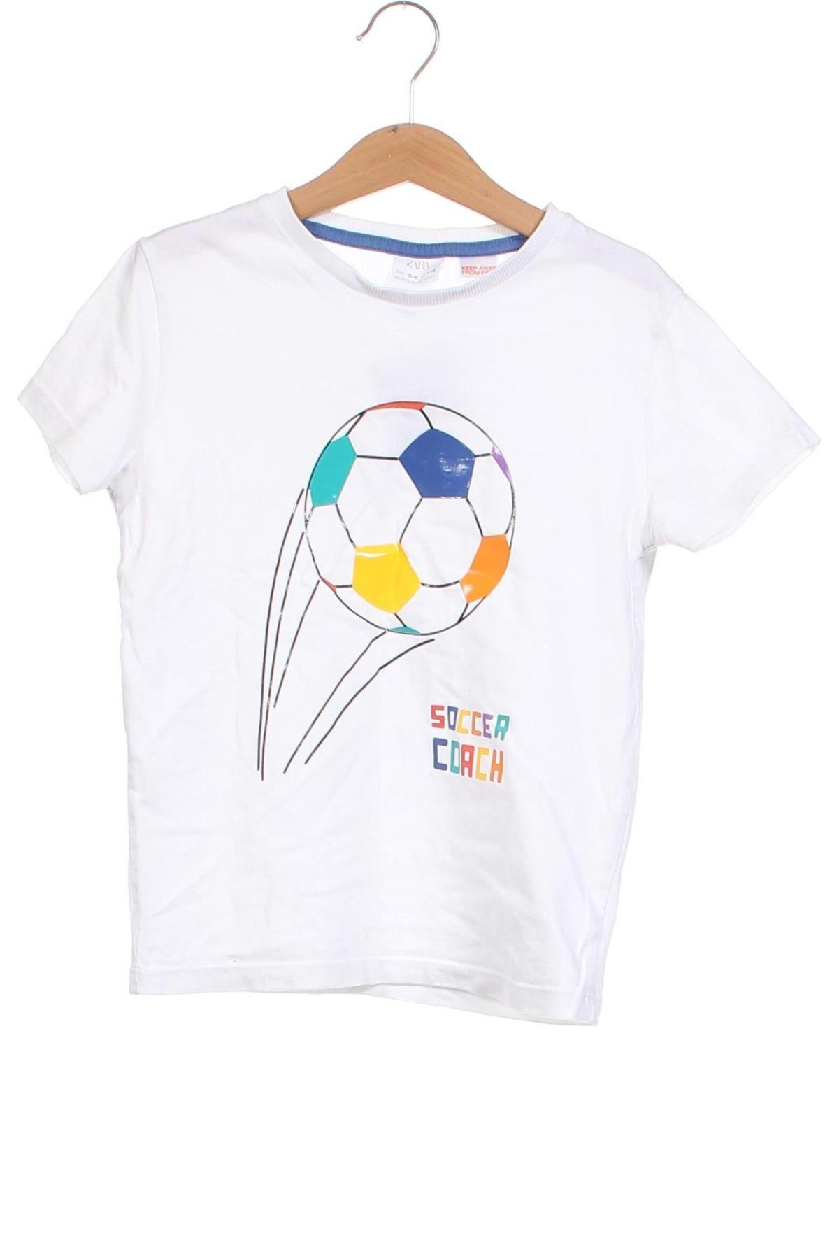 Kinder T-Shirt Zara, Größe 5-6y/ 116-122 cm, Farbe Weiß, Preis 6,14 €
