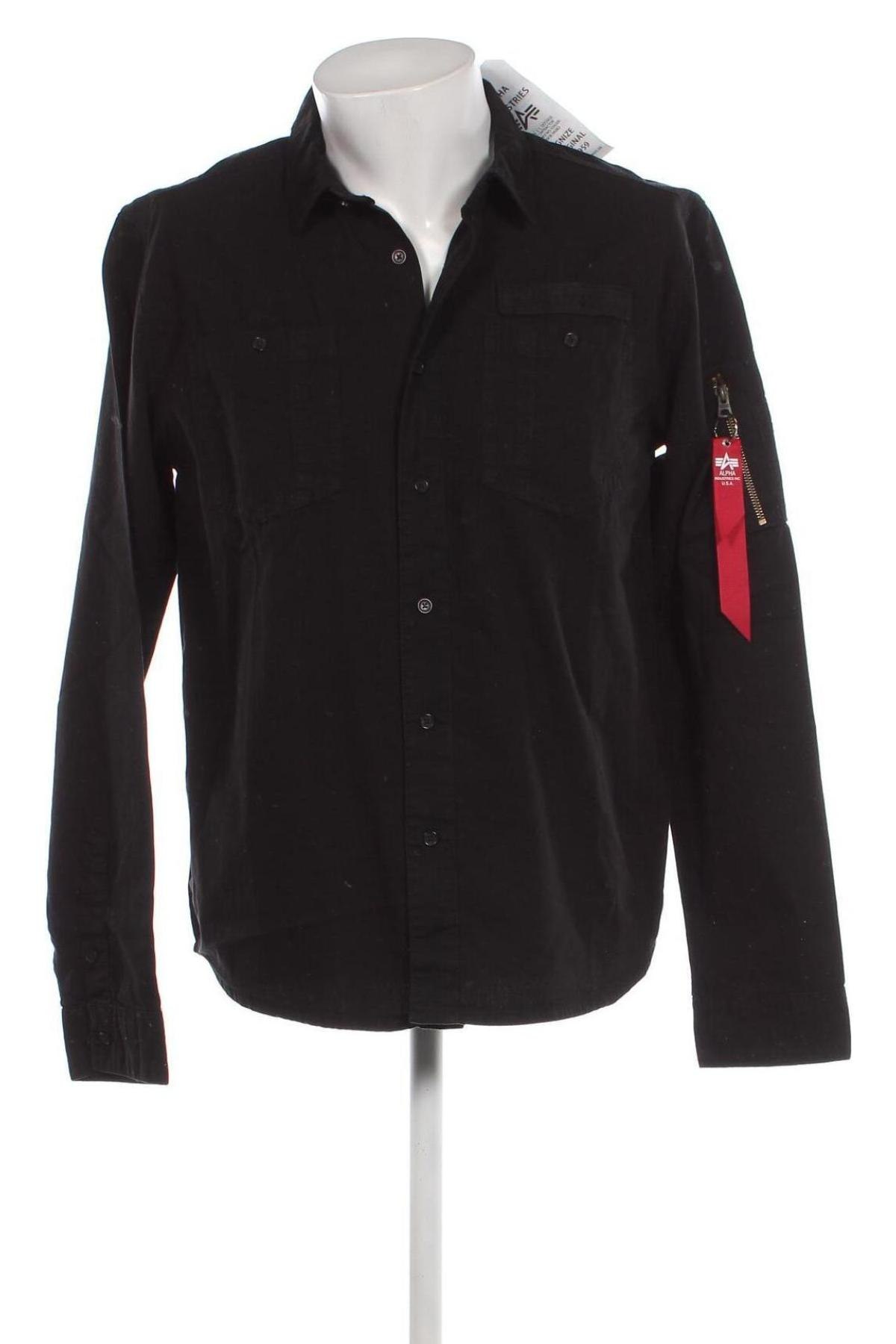 Мъжка риза Alpha Industries, Размер L, Цвят Черен, Цена 124,00 лв.