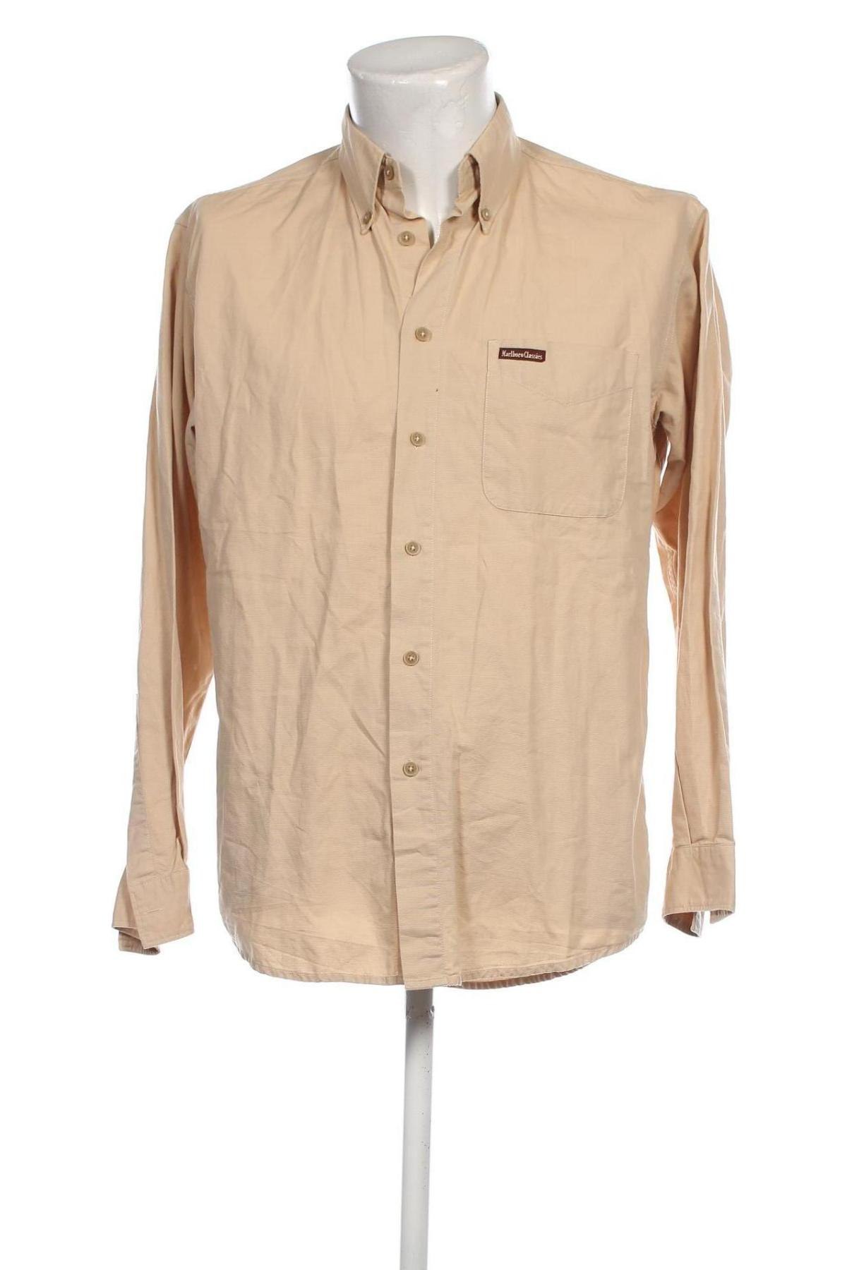 Ανδρικό πουκάμισο Marlboro Classics, Μέγεθος M, Χρώμα  Μπέζ, Τιμή 24,83 €